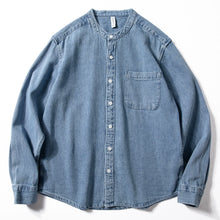 Load image into Gallery viewer, Denim Collarless Casual Loose Shirt