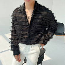 Load image into Gallery viewer, Tassel Striped Hollow Loose Shirt