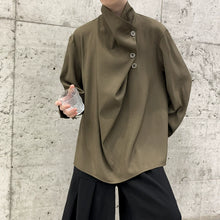 Load image into Gallery viewer, Retro Irregular Button Stand Collar Shirt