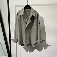 Load image into Gallery viewer, Striped Irregular Lapel Shirt