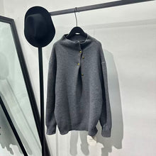 Load image into Gallery viewer, Vintage Turtleneck Button Loose Sweater
