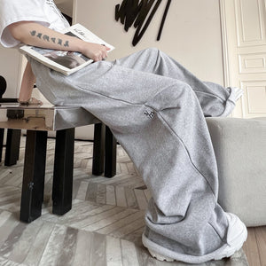 Retro Knitted Raw Edge Floor-length Sweatpants