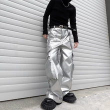 Load image into Gallery viewer, Silver Cargo Pants Stage Performance Outfit