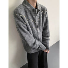 Load image into Gallery viewer, Hand-sewn Pearl Embellished Zip-up Cardigan