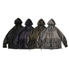 Load image into Gallery viewer, Color-blocked Large Pocket Shooded Windbreaker