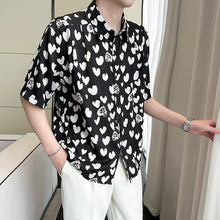 Load image into Gallery viewer, Ice Silk Loose Casual Heart Print Shirt