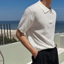 Load image into Gallery viewer, Casual Polo Collar Zipper T-shirt
