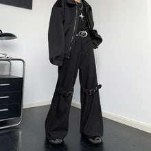 Load image into Gallery viewer, Lace-up Deconstructed Flared Wide-leg Pants