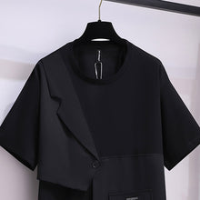 Load image into Gallery viewer, Irregular Suit Button Pocket Short Sleeve T-shirt