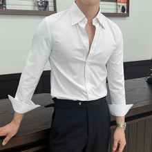 Load image into Gallery viewer, Striped Point Collar Casual Slim Shirt