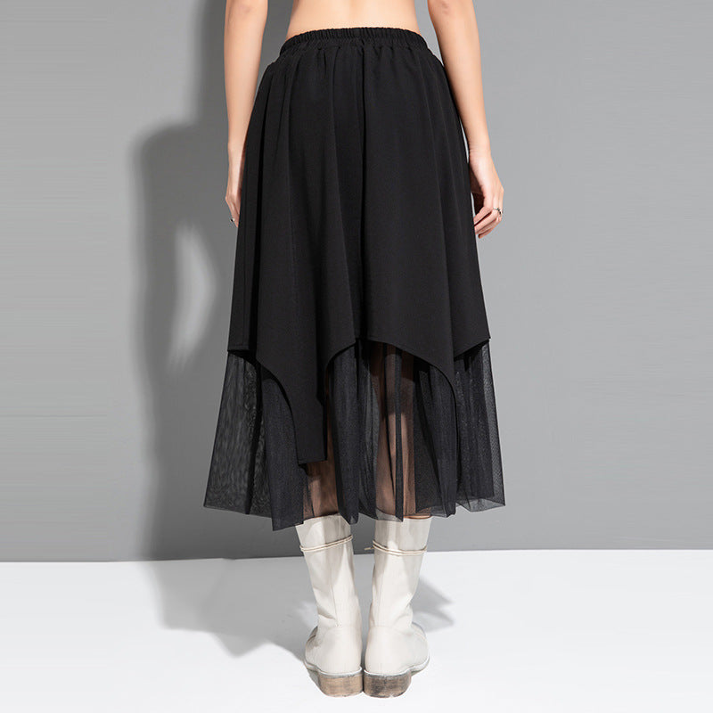 Layered Irregular Hem Pleated Skirt main image 1
