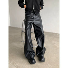 Load image into Gallery viewer, Vintage PU Leather Straight Wide-leg Casual Pants
