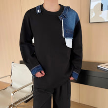 Load image into Gallery viewer, Denim Patchwork Long Sleeve Sweatshirt