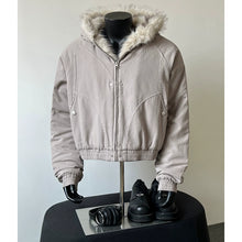 Load image into Gallery viewer, Warm Solid Color Loose Hooded Cotton Jacket