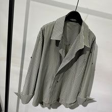 Load image into Gallery viewer, Striped Irregular Lapel Shirt