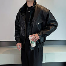 Load image into Gallery viewer, Black Shoulder Padded Motorcycle Short Jacket