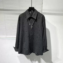 Load image into Gallery viewer, Vintage Striped Grey Sequined Ripped Shirt