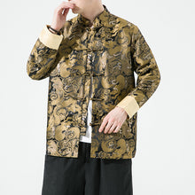 Load image into Gallery viewer, Loose Stand Collar Dragon Pattern Jacquard Disc Button Jacket