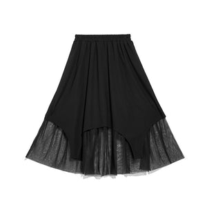 Irregular Hem Panel Mesh Skirt