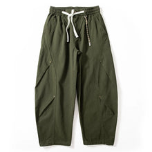 Load image into Gallery viewer, Heavyweight Cotton Rivet Detail Drawstring Curved Wide-leg Trousers