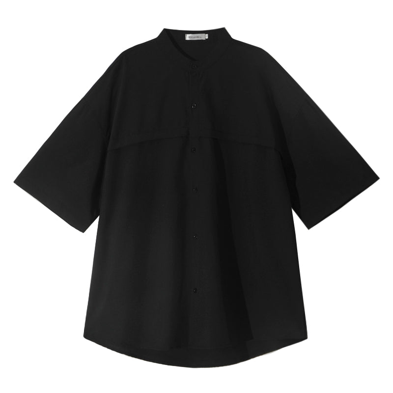 Collarless Thin Loose Short-sleeved Shirt