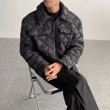 Load image into Gallery viewer, Diamond Check Lapel Short Cotton Jacket