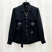 Load image into Gallery viewer, Patchwork Long Sleeve Shoulder Pad Shirt