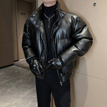 Load image into Gallery viewer, Winter Stand Collar Thickened Warm Leather Coat