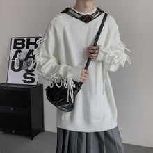 Load image into Gallery viewer, Solid Color Fringed Crew Neck Knitted Sweater