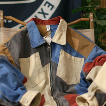 Load image into Gallery viewer, Lapel Colorblock Zip-Up Worker Jacket