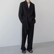 Load image into Gallery viewer, Belt Drawstring Jacket Loose Draped Pants Two-piece Suit