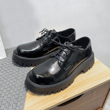 Load image into Gallery viewer, Round Toe Low Heel Lace-up Casual Leather Shoes