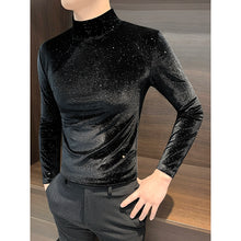 Load image into Gallery viewer, Gold Velvet Half Turtleneck Bottoming Shirt