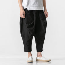 Load image into Gallery viewer, Cotton and Linen Cuffed Wide Leg Harem Pants
