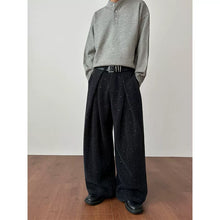 Load image into Gallery viewer, Embroidered Striped Wool Wide-leg Pants