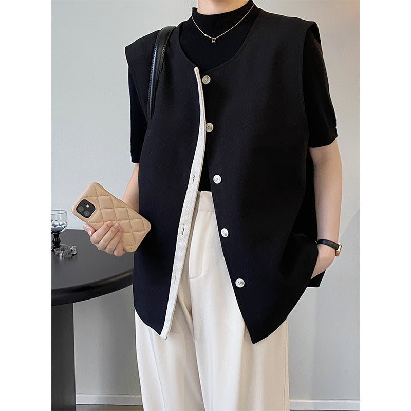 Fashion Contrast V-Neck Jacket