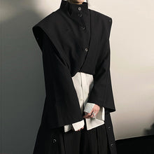 Load image into Gallery viewer, Black Windbreaker Draped Loose Jacket