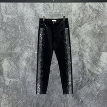 Load image into Gallery viewer, Hot Diamond Black Denim Mid-waist Slim Fit Pants