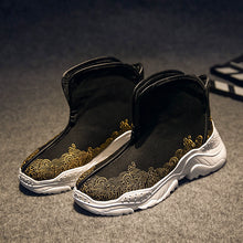 Load image into Gallery viewer, Vintage Gold Embroidered High Top Shoes