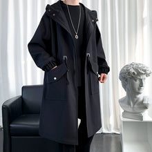 Load image into Gallery viewer, Hooded Loose Mid-length Windbreaker Jacket