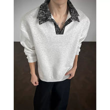 Load image into Gallery viewer, Retro Patchwork Faux Two-piece Sweatshirt