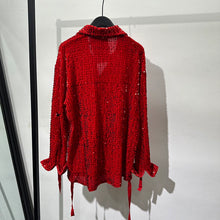 Load image into Gallery viewer, Irregular Design Sequined Lace-up Shirt