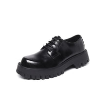 Load image into Gallery viewer, Round Toe Low Heel Lace-up Casual Leather Shoes