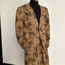 Load image into Gallery viewer, Flocked Pattern V-neck Suit Loose Cropped Pants Two-piece Suit