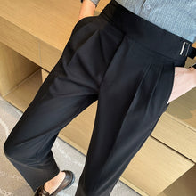 Load image into Gallery viewer, Slim-fit Paris Buckle High-waist Casual Trousers