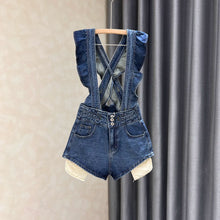 Load image into Gallery viewer, Denim Ruffled Overalls