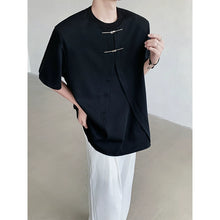 Load image into Gallery viewer, Short-Sleeved T-shirt With Metal Buttons