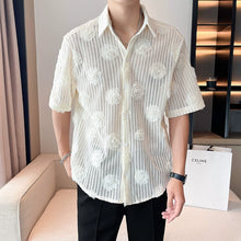 Load image into Gallery viewer, Hollow 3D Floral Short-sleeved Shirt