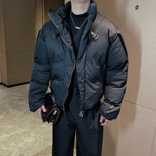 Load image into Gallery viewer, Stand Collar Leather Button Warm Cotton Jacket