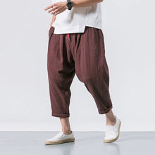 Load image into Gallery viewer, Japanese Casual Cotton and Linen Cropped Harem Pants